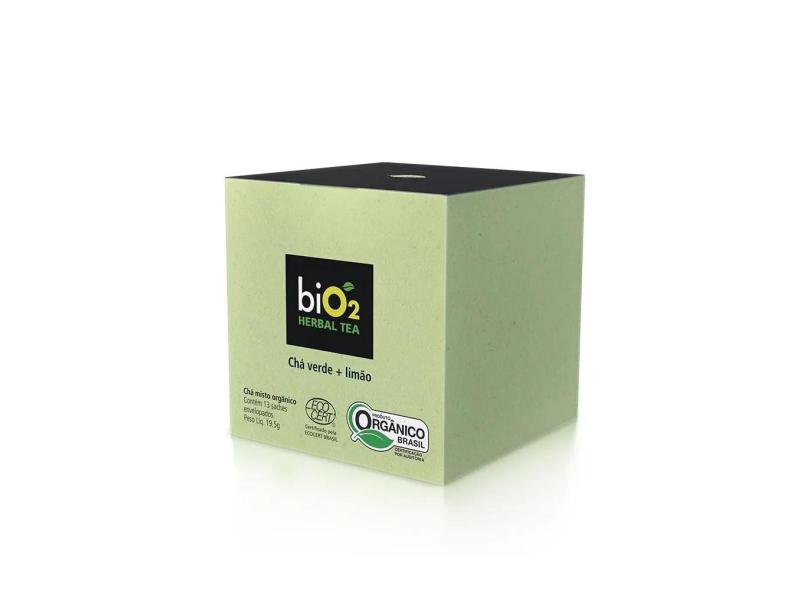 Chá Verde e Limão Orgânico biO2 Herbal Tea Caixa 13 Sachês