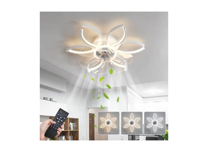 Luzes de ventilador de teto com controle remoto Ventiladores de teto silenciosos com lâmpadas LED de 6 velocidades Ventiladores de teto modernos reversíveis reguláveis com luzes para sala de