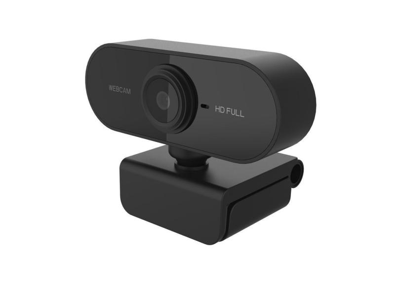 Webcam Preta Full Hd 1080P Usb Com Microfone 360 Graus