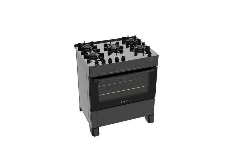 Fogão 5 Bocas Mesa de Vidro Atlas Preto Acendimento Automático Mônaco 