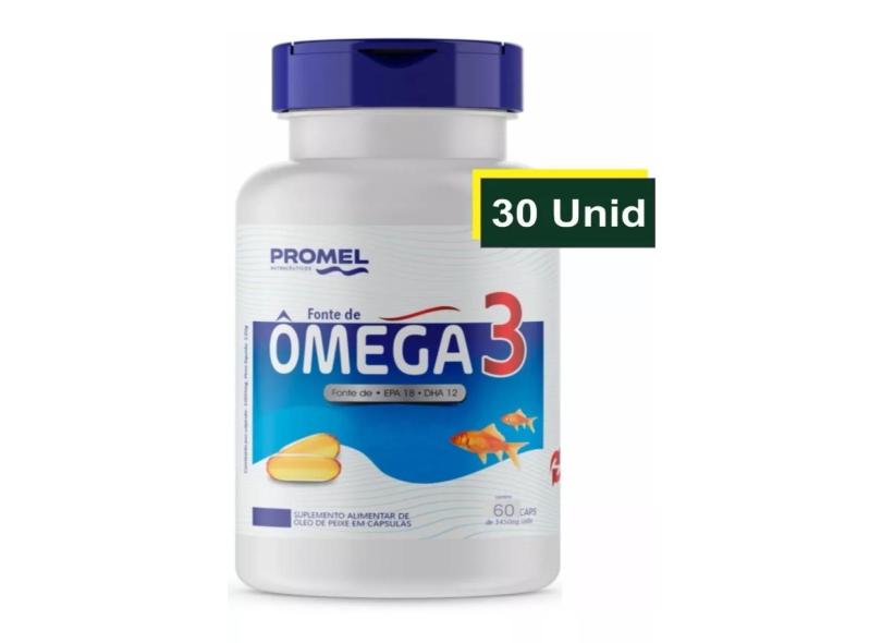 30 FRASCOS ÔMEGA 3 ÓLEO DE PEIXE 60 CAPS 1450 MG PROMEL 