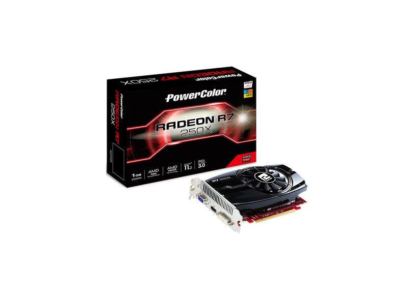 Placa de Video ATI Radeon R7 250X 1 GB DDR5 128 Bits PowerColor AXR7 250X 1GBD5-HE