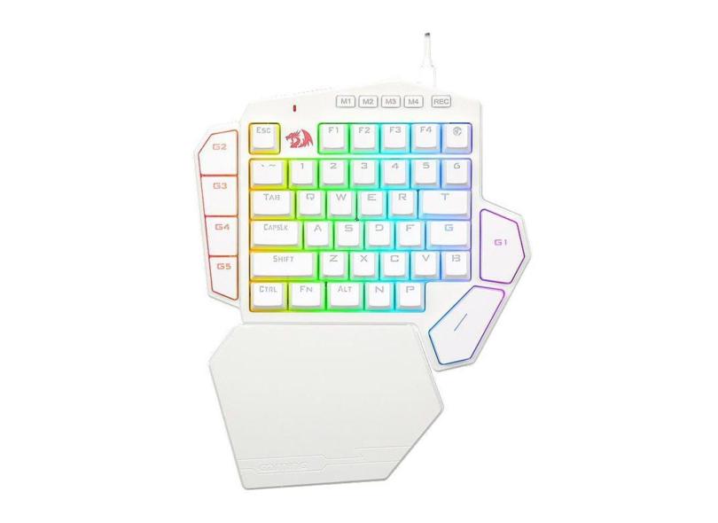 Teclado Mecânico Gamer Redragon Ditix RGB One-Hand Switch Azul Branco - K601W-RGB-BLUE