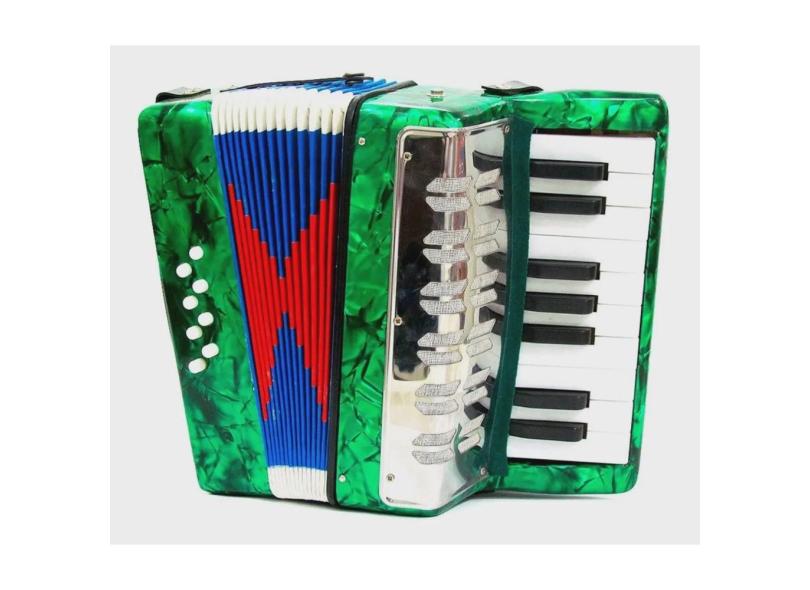 Acordeon Sanfona Gaita Infantil 8 Baixos Brinquedo Crianças - Verde