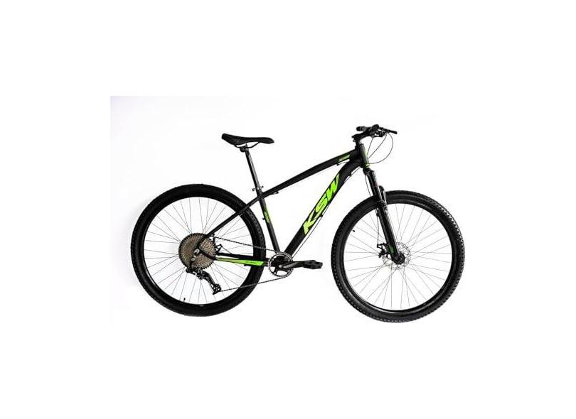 Bicicleta Aro 29 Bike Ksw Mtb 12v Marchas K7 11-50 Quadro em Alumínio 6061 (Preto/Verde, 19)