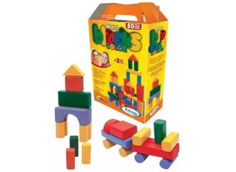 Multi Blocks Colorido 50 Peças de Madeira - Xalingo 5282.1 com o Melhor ...