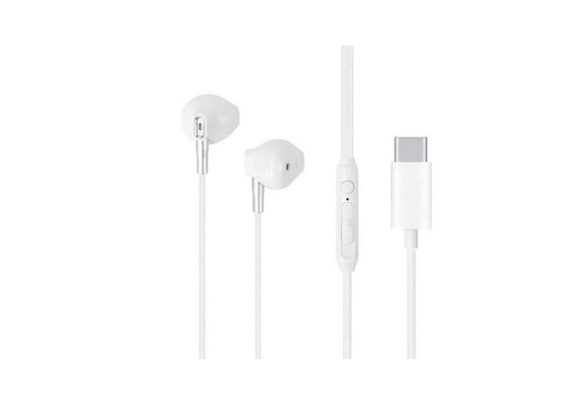 Fone de ouvido com microfone intra auricular h35 tipo c branco   vq h3