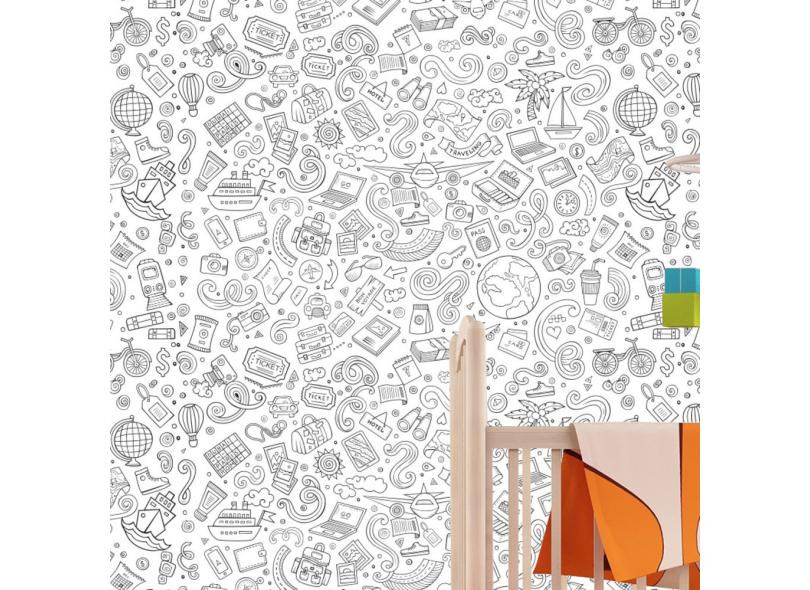 Papel de Parede Desenho para Colorir Travel 2,70x0,57m