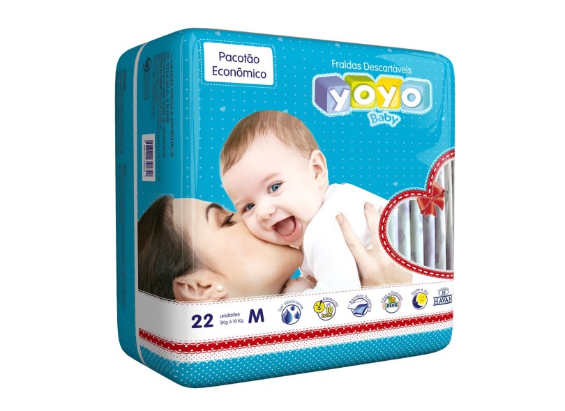 Fralda Yoyo Baby Exclusividade Havan M Pacotão 22 Und 5 - 10kg