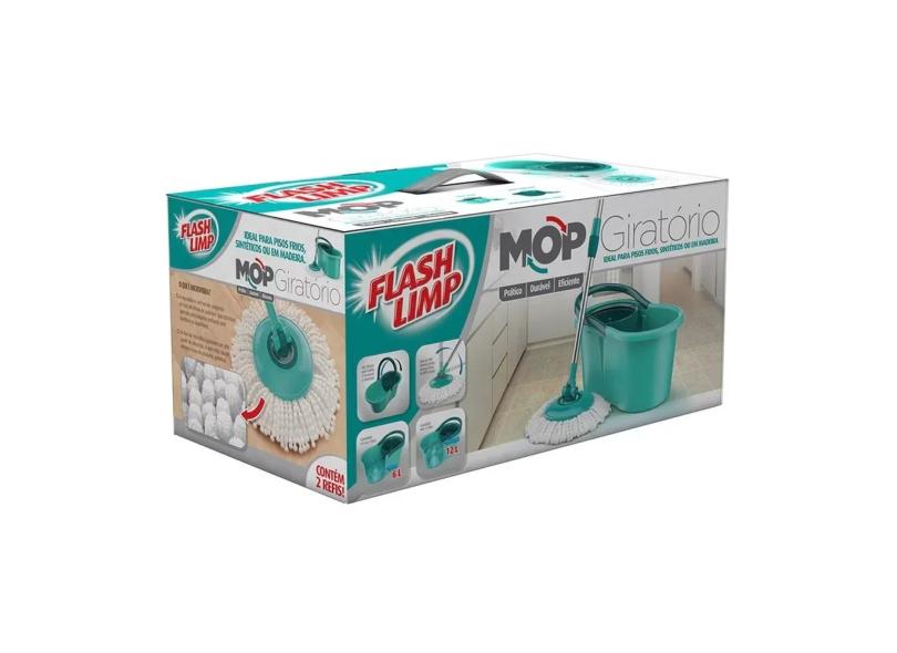 Balde Spin Mop 360 Com Esfregão Completo e Refil Flash Limp