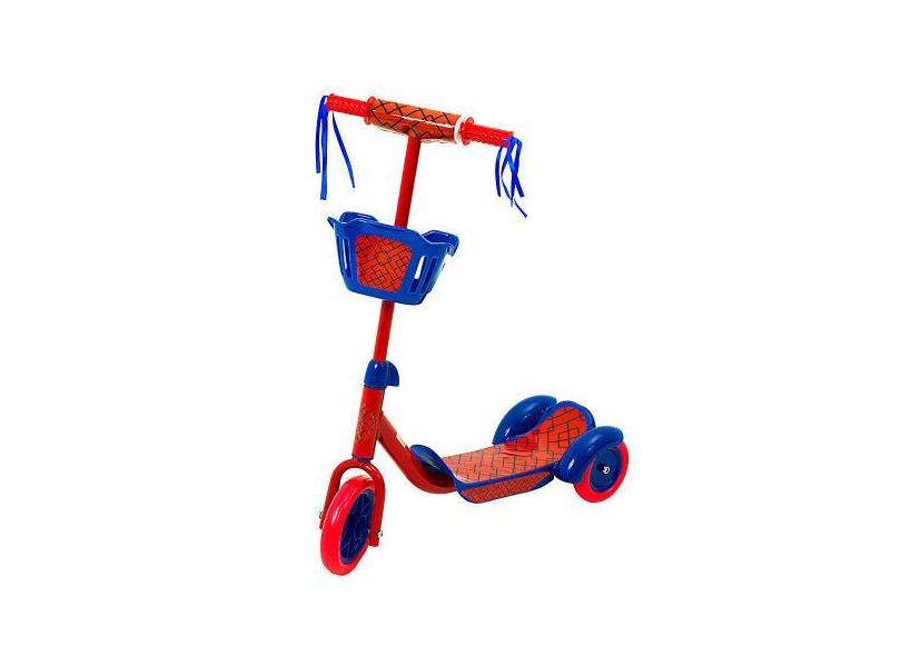 Patinete Para Criança De 3 Rodas Com Cesto Vermelho E Azul - Bbr Toys