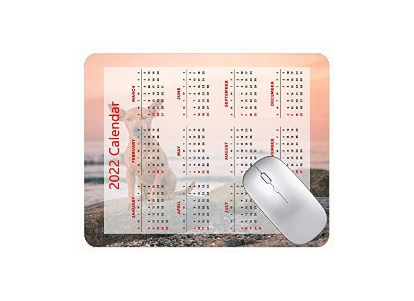 Mouse pad 2022 calendário com feriados, mouse pad marrom para escritório com pedras do mar