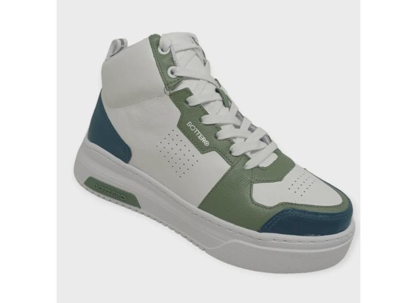 Tênis Cano Alto Bottero 346025 Feminino Branco/Verde com o