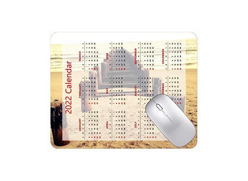 Mouse pad colorido calendário 2022 ano 2022 para praia, píer de madeira, mouse pad para escritório