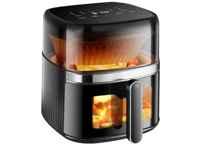 Air Fryer 5,7L com Controle Digital de Predefinições, Cesta Antiaderente, 110V 1500W, TJero, Preta