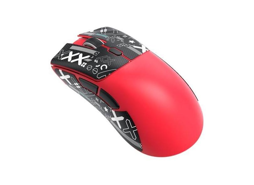 Mouse Gamin R1 sem fio com fita adesiva, 59 g de modo triplo leve BT5.2/2.4GHz/mouse de computador com fio, sensor óptico PixArt PAW3311 18K DPI, 7 botões programáveis, mouse de longa duração da