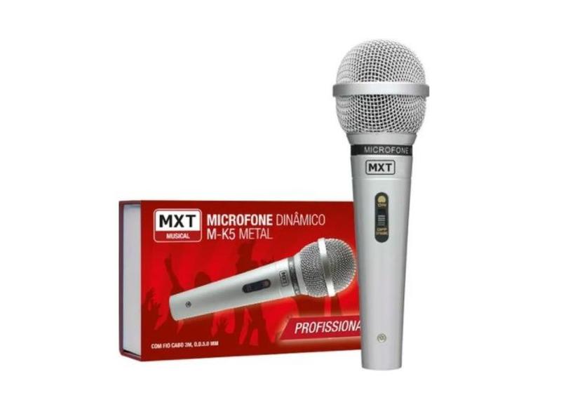 Microfone Dinâmico Profissional Mxt M-k5 Metal Prata