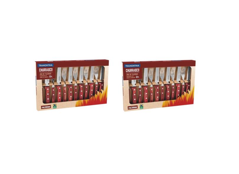 Jogo Talheres Para Churrasco Jumbo Junior Polywood 24 Peças