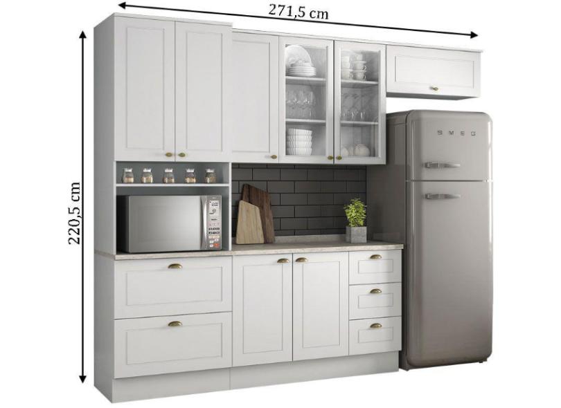 Cozinha Compacta 5 Gavetas 8 Portas para Micro-ondas / Forno com vidro Americana Henn
