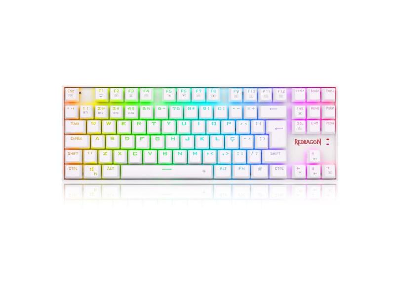 Teclado Mecânico Gamer Redragon Kumara Pro rgb Switch Brown - Branco