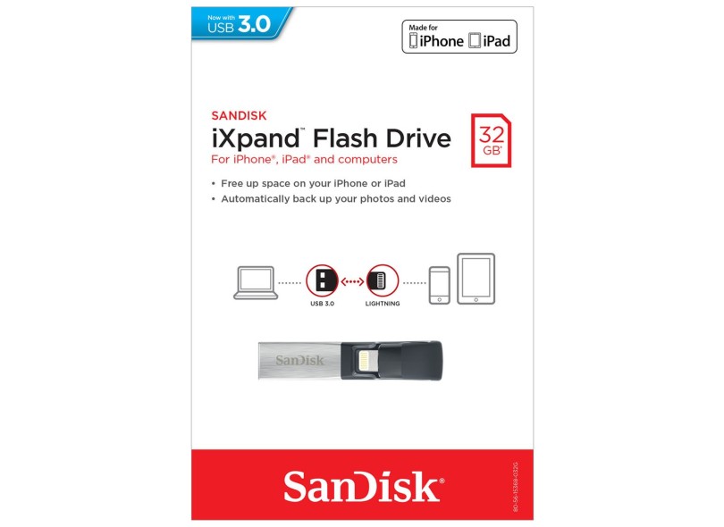 Pen Drive SanDisk iXpand 32 GB Lightning USB 3.0 SDIX30C-032G