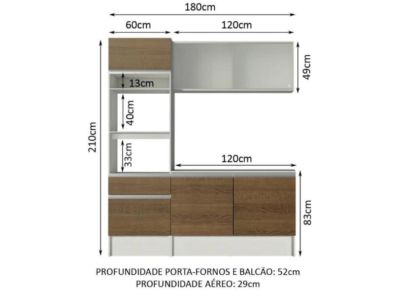 Cozinha Compacta 6 Portas 1 Gaveta Topazio Madesa