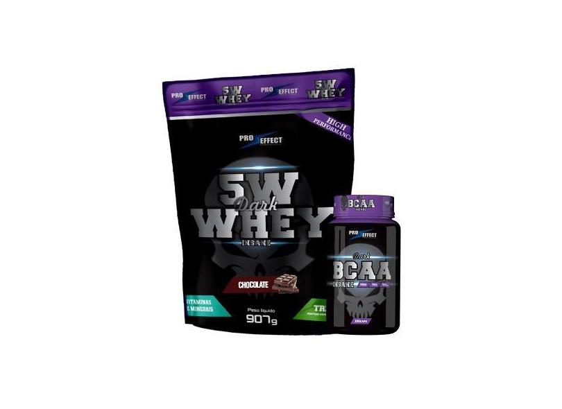 Kit Whey Protein Dark Insane 900G + Bcaa 100 Caps - Pro Effect - Fn Fo