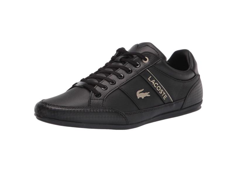 Tênis Lacoste Chaymon para homens em couro preto/preto/dourado