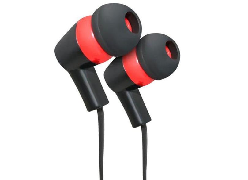 Fone de Ouvido Elg STR08BKRD - Intra-Auricular - P2 - 3.5MM - Preto e Vermelho