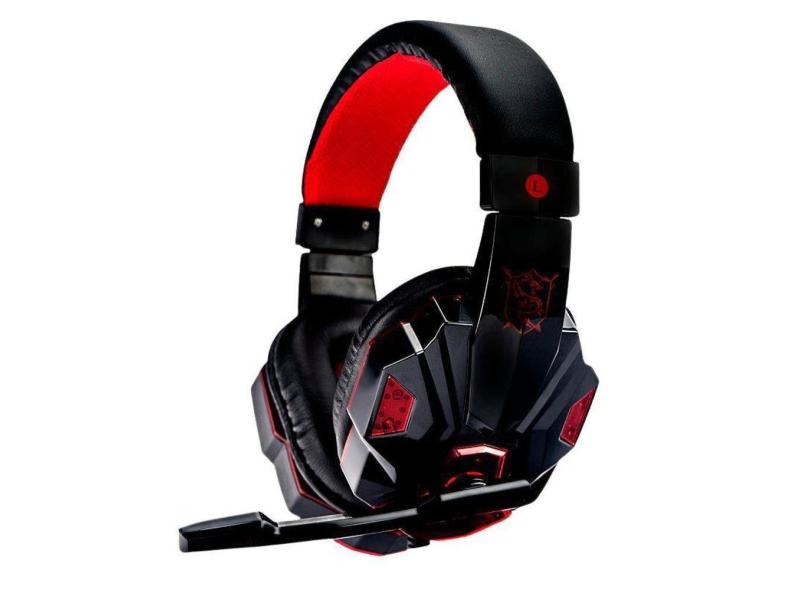 Fone Gamer Sy830Mv Headset Com Microfone Bass Hd E Led Vermelho