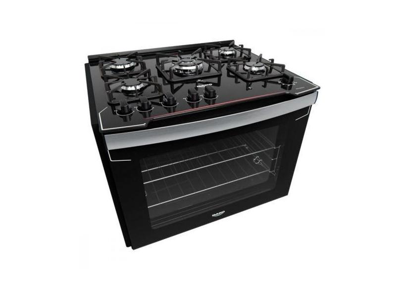 Fogão De Embutir 5B Dako Com Mesa De Vidro Preto Bivolt