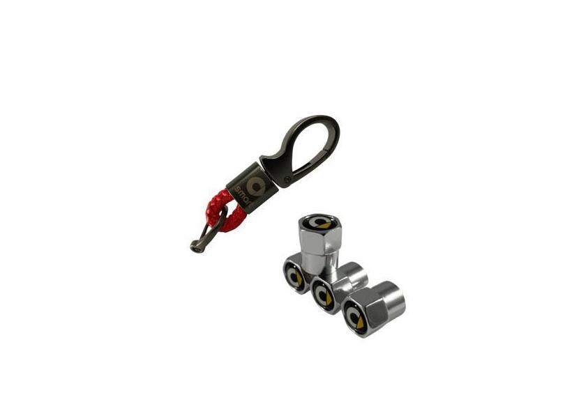 Kit Chaveiro Carro Metal Couro + Tampa Válvula Pneu Smart Ed