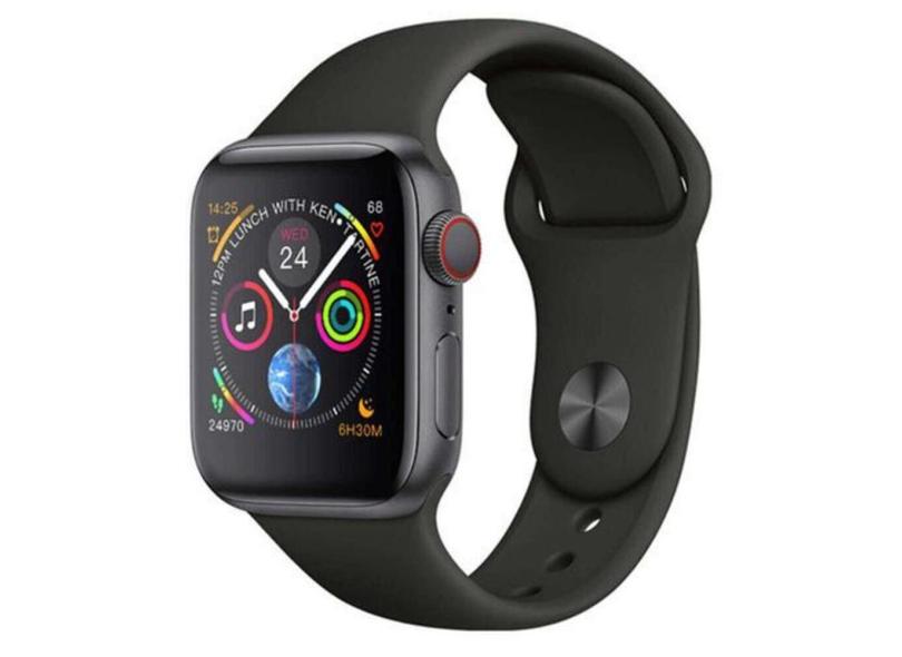 Smartwatch W34S Relógio Inteligente Preto Android iOS Bracelete Watch az Chamadas Troca Pulseira nf