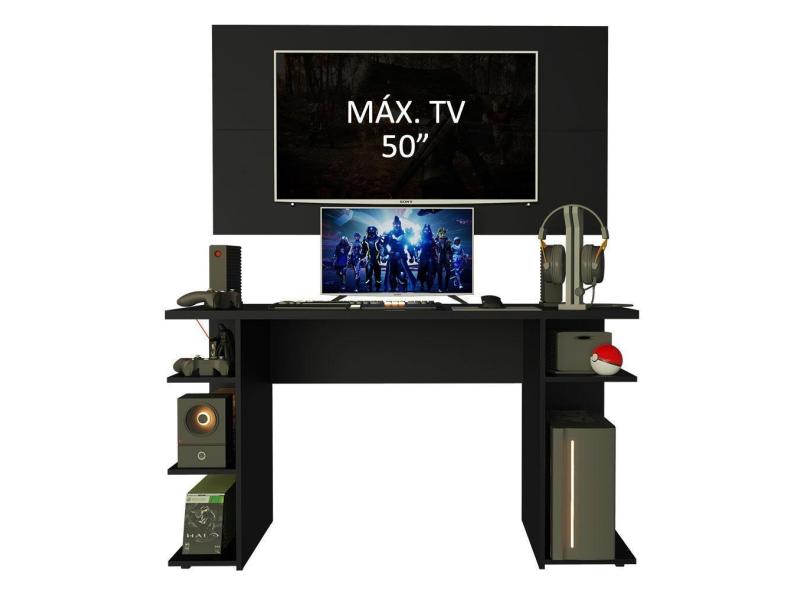 Mesa Para Computador Gamer e Painel Para Tv Até 50 Preto