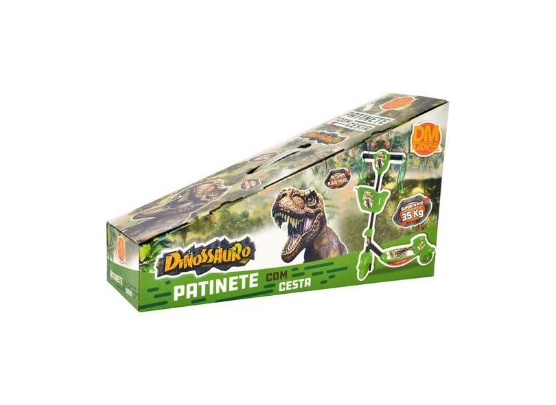 Patinete Dinossauro C/Som/Luz E Cesta - Dm Toys