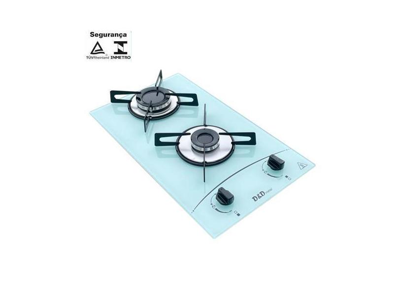 Fogão cooktop Gás D&D 2 bocas branco - acendimento automático, Bivolt