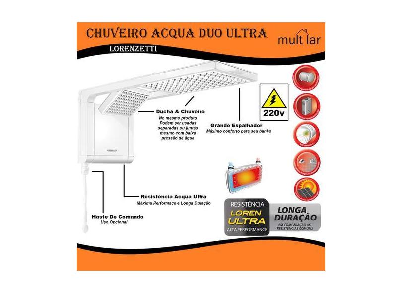 Chuveiro Modelo 7510098 Acqua Duo Lorenzetti Branco 220V 7800W