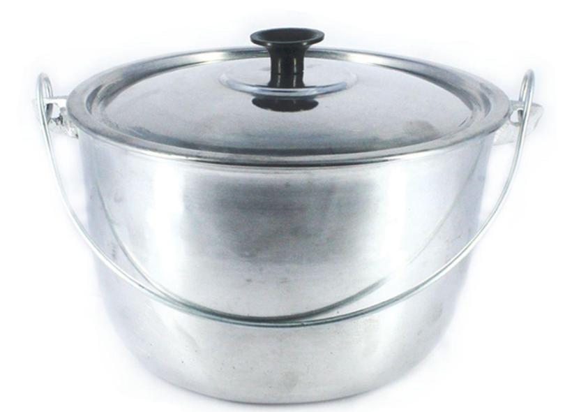 Caldeirão De Alumínio Polido Alça Galvanizada 24Cm