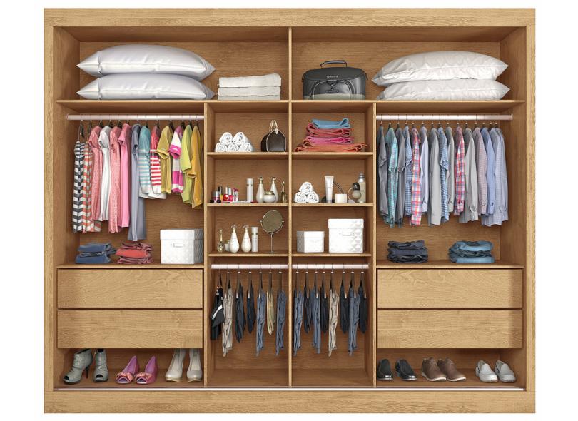 Guarda-Roupa Casal 2 Portas 4 Gavetas com Espelho Verona Plus 2E Made Marcs