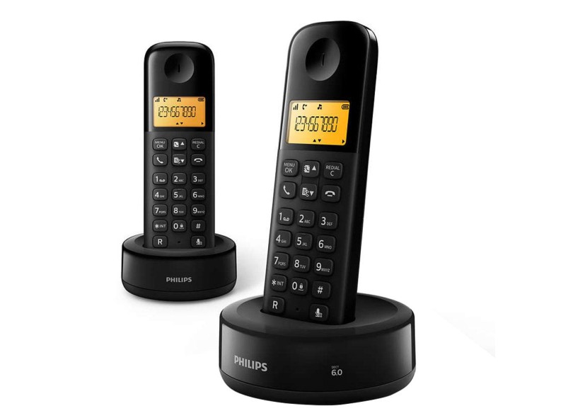 Telefone sem Fio Philips com 1 Ramal Secretaria Eletrônica D1302B