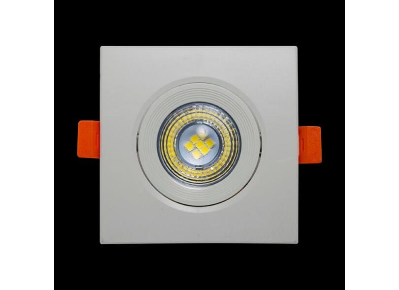 Kit 05 Spot Quadrado Embutir Led Cob 5w Luminaria 8,8cm Eurolume Bivolt