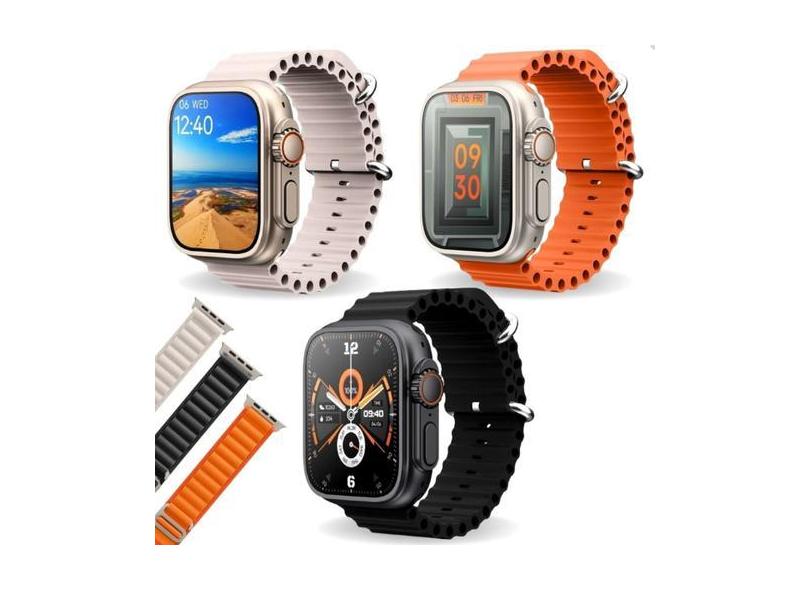 Relógio Digital Smartwatch Hw9 Ultra Max Laranja - Série 9, Tela Amole