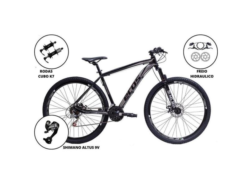 Bicicleta Aro 29 Mtb Ecos Aluminio 27 Marchas Cambio Shimano Altus Freios A Disco Hidraulico-Unissex