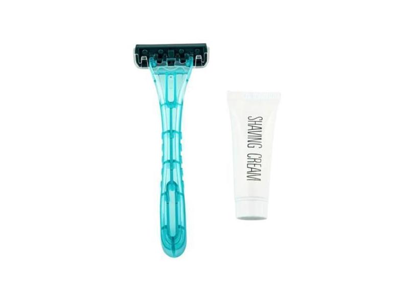 Kit De Mini Creme Barbeador Para Viagem Depilação Com Lâmina Cor Azul