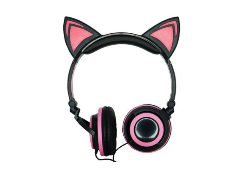 Fone Exbom Hf-C22 Gatinho - Rosa/Preto