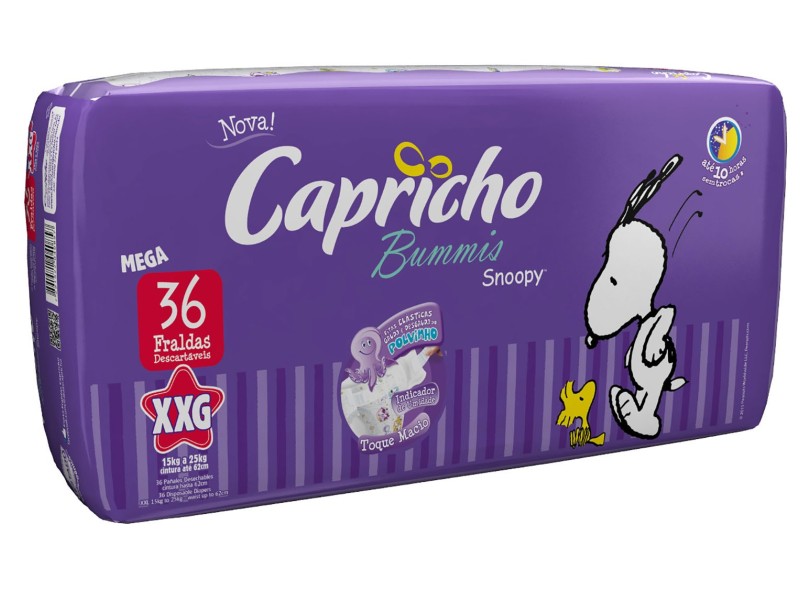 Fralda Capricho Bummis Baby Snoopy Tamanho XXG Mega 36 Unidades Peso Indicado 15 - 25kg