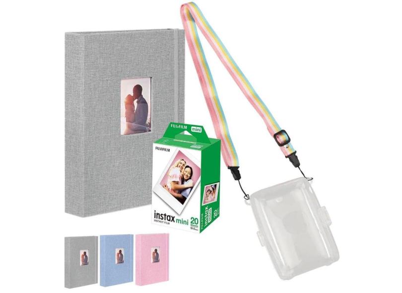 Estojo Case Para Impressora Mini Link 2 Cristal + 20 Fotos + Álbum Cinza