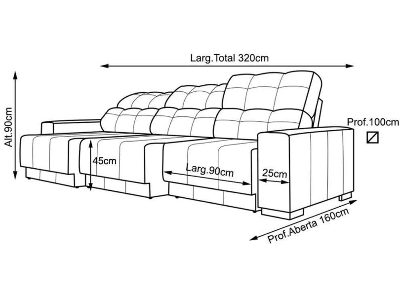 Sofá 3 lugares Retrátil Reclinável Couro Lisboa Scala Decor