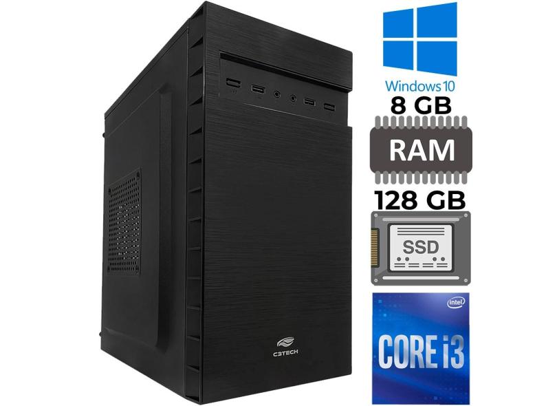 Computador Core i3-2120, ssd 128GB, 8GB ram, GT-H61 Com Slot M2, Rede Gigabit, mt 32BK, Windows 10