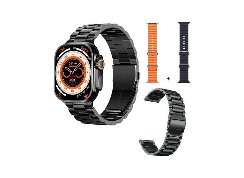 Relógio Smartwatch Inteligente Preto 3 pulseiras WS09 para Homens e Mu
